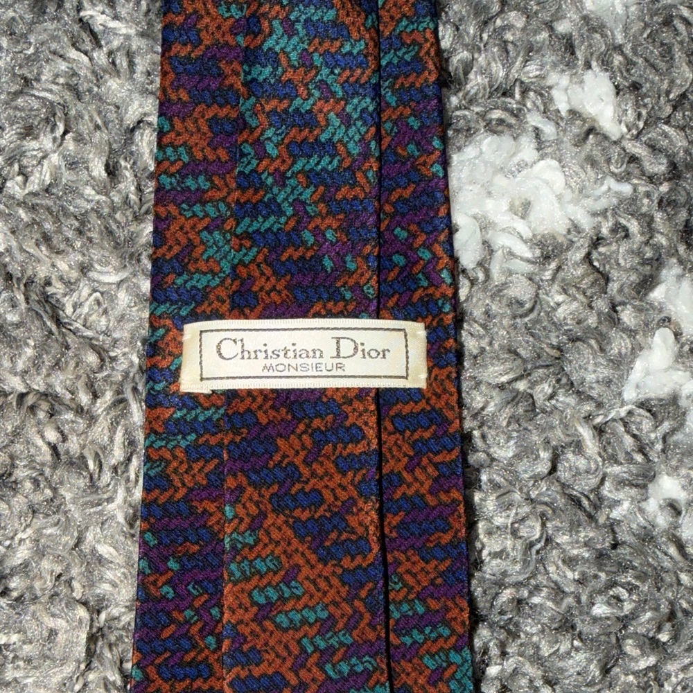 EUC Christian Dior Monsieur Vintage Men's Multicolor Patterned Tie - Picture 3 of 3